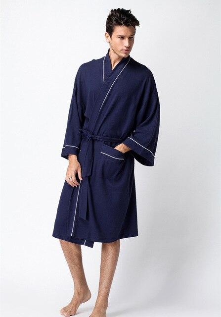 Sell like hot cakes  man's pajamas with a solid color nightgown Long-sleeved men's pajamas fall and winter sleeping clothes