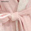 Winter Thick Warm Female Fleece Kimono Robe Lovers Couple Nightgown Super Soft Bath Gown Sleepwear Long Nightwear Home Dress