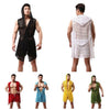 Sexy Lingerie Mens Pajamas Fishnet Transparent Hooded Bathrobe Men's Leisure Home Long Bath Robe Nightgowns Sexy Sleepwear