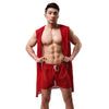Sexy Lingerie Mens Pajamas Fishnet Transparent Hooded Bathrobe Men's Leisure Home Long Bath Robe Nightgowns Sexy Sleepwear