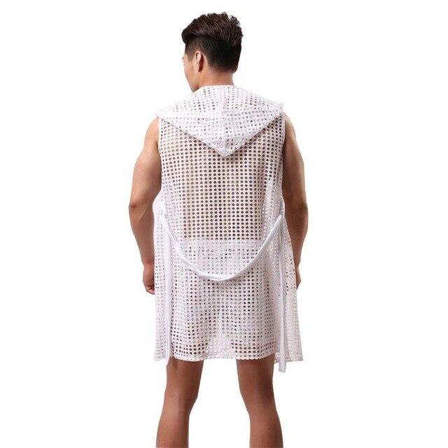 Sexy Lingerie Mens Pajamas Fishnet Transparent Hooded Bathrobe Men's L basicutensils Sexy Lingerie Mens Pajamas Fishnet Transparent Hooded Bathrobe Men's L basicutensils
