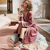 New Solid Nightgown Men Winter Couple Thickening Long Flannel Pyjamas Bathrobe Korean Casual Men Women Fleece Home Robe Pajama