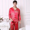 Bride Three Pieces Silk Pajamas Long Sleeved Wedding Pajama Set Mens Silk Sleepwear Red Lovers Nightgown Loungewear D-2163