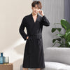 Nightgown male spring and autumn long-sleeved thin modal large size casual robes men one-piece black bathrobe youth home service