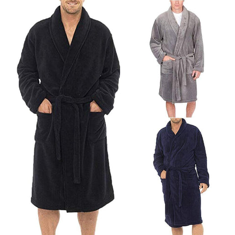 man Robe Winter Long Bathrobe Male Excellent Polyester Fiber Pajamas Nightgown Sleepwear Mens Soft Robe