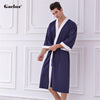 Gacloz Men Luxury Bathrobe Long Kimono Sauna Bath Robe Cotton Waffle Sleepwear Nightgown