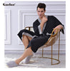 Gacloz Men Luxury Bathrobe Long Kimono Sauna Bath Robe Cotton Waffle Sleepwear Nightgown