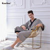 Gacloz Men Luxury Bathrobe Long Kimono Sauna Bath Robe Cotton Waffle Sleepwear Nightgown
