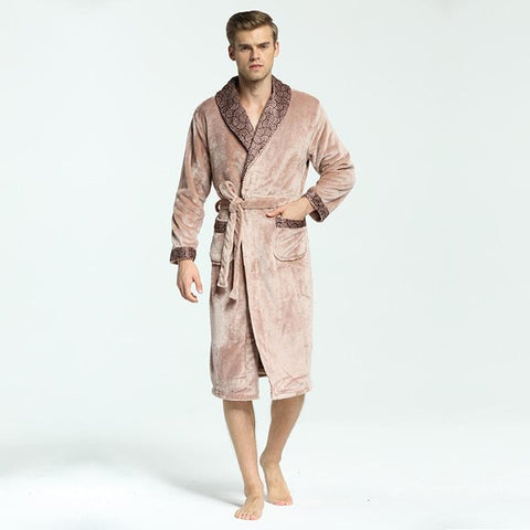 men bathrobe nightgown winter flannel thicken sleep robes Luxury warm man's Kimono mantle Mens Dressing Gown Waffle Lounge Robes