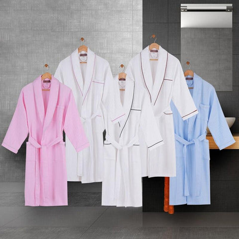 Men's Robe Sleep Bathrobes 100% Cotton Waffle Bathrobe Kimono long design Couple Nightgown Plus Size Robe Summer