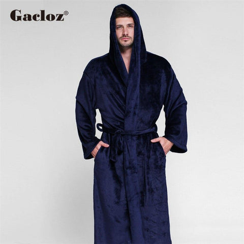 Gacloz Men Luxury Bathrobe Long Kimono Bath Robe Plus Size Lounge Sleepwear Flannel Men and Women Couple Nightgown
