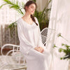 2019 Women White Pink Cotton Lace Princess Elegant Nightgowns Nightdress Sleepwear Palace Dress Vintage Long Sleeve Long Dress