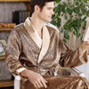 Men's Silk Bath Robe Autumn long-sleeved Plus Size Bathrobes Male Print Geometric Robes V-neck Satin Sleepwear Nightgown