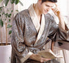 Men's Silk Bath Robe Autumn long-sleeved Plus Size Bathrobes Male Print Geometric Robes V-neck Satin Sleepwear Nightgown