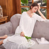 2019 Women White Pink Cotton Lace Princess Elegant Nightgowns Nightdress Sleepwear Palace Dress Vintage Long Sleeve Long Dress