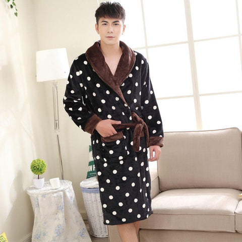 2019 Autumn winter Fleece flannel nightgown Couple bathrobe pajamas Comfortable Warm Cardigan robe sleepwear 062604