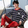 LLYGE Men Flannel Cartoon Pajama Set Coral Fleece Thicken O-Neck Long Sleeve Homewear Pyjama Suit Spring Men's Pants Nightgowns