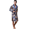 Men's Bathrobe Robe Fashion Dragon Printed Pockets Long Sleeve Sleepwear Nightgown Robe kimono homme Dressing Gown