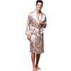 Men's Bathrobe Robe Fashion Dragon Printed Pockets Long Sleeve Sleepwear Nightgown Robe kimono homme Dressing Gown