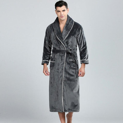 New Autumn Winter Men Robe Long Flannel Women Robe Coral fleece Bathrobe Men Bath Robe Women Mujer Nightgowns Sleepwear