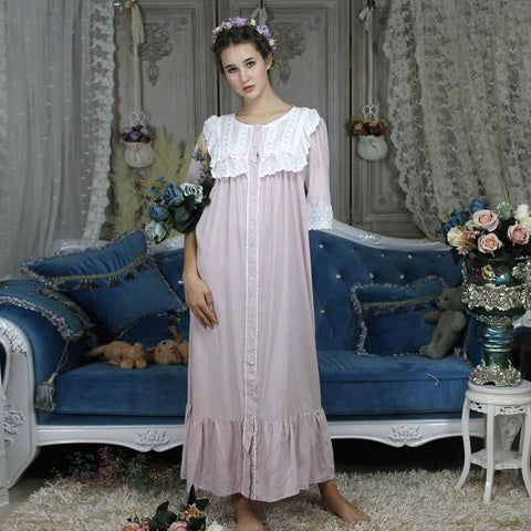 Free Shipping 2018 New Women's Princess Nightshirt Long Nightgown Vintage Sleepwear Ladies pijamas