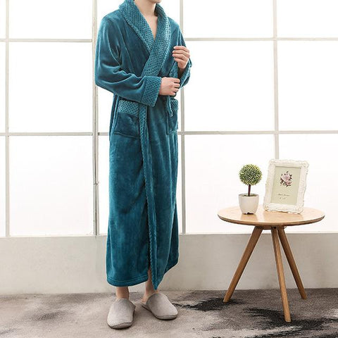 Winter Thick Warm Female Male Coral Fleece Kimono Robe Lover Couple Nightgown Bath Gown Sleepwear Large Long Nightwear 2019 Robe