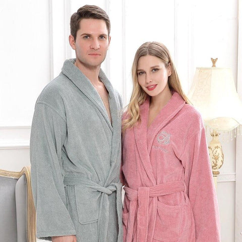 Cotton men bathrobe pijamas XXL plus size long thick winter towel fleece nightgown bridesmaid kimono robe white lovers soft