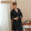 2019 New Autumn cotton Bathrobe Mens letters Print Pajamas Kimono Male Turn-down Collar Nightgown gray simple men bathrobe
