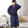 Robe Thick Warm Men's Flannel Robe Long Sleeve Winter Nightgowns Comfortable Soft Solid Causal Male Bathrobe L-XXXL