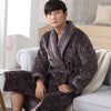 Robe Thick Warm Men's Flannel Robe Long Sleeve Winter Nightgowns Comfortable Soft Solid Causal Male Bathrobe L-XXXL