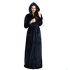 Winter Thick Full Length Yukata Gown Kimono Bathrobe Dress Fashion Warm Flannel Sleepwear Nightgown Loose Hooded Sleep Shirt XL