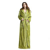 Winter Thick Full Length Yukata Gown Kimono Bathrobe Dress Fashion Warm Flannel Sleepwear Nightgown Loose Hooded Sleep Shirt XL