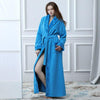 2018 Autumn and winter thickening long fashion couples flannel nightgown female bathrobes add fat coral velvet pajamas