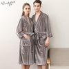 Women & Men Winter Gold Velvet Warm Robe Lovers Couple Nightgown Bathrobe Gown Sleepwear Nightwear Men's Sleep & Lounge Robes