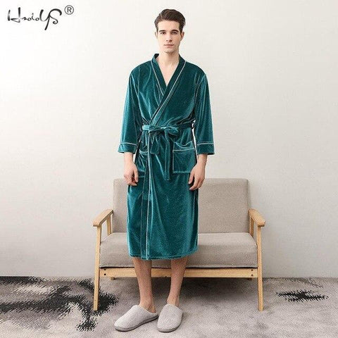 Women & Men Winter Gold Velvet Warm Robe Lovers Couple Nightgown Bathrobe Gown Sleepwear Nightwear Men's Sleep & Lounge Robes