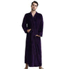 Purple Winter Couple Warm Robe Gown Long Sleeve Flannel Thick Sleepwear Nightgown Loose Lovers Fashion Yukata Sleep Shirt M-XL