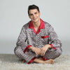 Mens Stain Silk Pajama Set Pajamas Men Sleepwear V-collar Cozy Soft Long Sleeve Nightgown Tops + Trousers Two Pieces Home Male