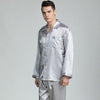 Mens Stain Silk Pajama Set Pajamas Men Sleepwear V-collar Cozy Soft Long Sleeve Nightgown Tops + Trousers Two Pieces Home Male