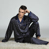 Mens Stain Silk Pajama Set Pajamas Men Sleepwear V-collar Cozy Soft Long Sleeve Nightgown Tops + Trousers Two Pieces Home Male