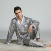 Mens Stain Silk Pajama Set Pajamas Men Sleepwear V-collar Cozy Soft Long Sleeve Nightgown Tops + Trousers Two Pieces Home Male