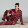 Mens Stain Silk Pajama Set Pajamas Men Sleepwear V-collar Cozy Soft Long Sleeve Nightgown Tops + Trousers Two Pieces Home Male