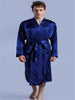 New Black Men's Satin Rayon Robe Gown Solid Color Kimono Bath Gown Lounge Casual Male Nightgown Sleepwear Home Wear S M L XL XXL