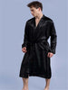 New Black Men's Satin Rayon Robe Gown Solid Color Kimono Bath Gown Lounge Casual Male Nightgown Sleepwear Home Wear S M L XL XXL