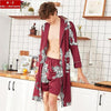 Fashion Men's Summer Kimono Robe Bath Gown Casual Silky Home Wear Male Nightgown Sleepwear Sleepshirts Pijama Mujer L-XXL
