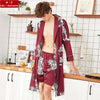 Fashion Men's Summer Kimono Robe Bath Gown Casual Silky Home Wear Male Nightgown Sleepwear Sleepshirts Pijama Mujer L-XXL