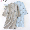 Men's Gauze Cotton Thin Summer Bathrobe Men Kimono Bath Robe Breathable Soft Loose Casual Men Sleepwear Long Sleeve Nightgown