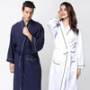Mens Cotton Thin Waffle Bathrobe Sleepwear Hotel Bath robe Towel Plus Size Women Long White Lounge Nightgown