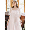 2019 Cotton Vintage Half Sleeve Nightgown Spring Women Sweet Princess Home Wear Night Dress Female Lace Elegant Nightdress H831