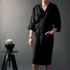 Linen Men's V-neck Long Solid Pajamas Robes Wrist Sleeve Simple Lace Up Male Robe 2019 Vintage Men Bathrobe Homme Nightgown
