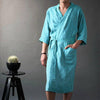 Linen Men's V-neck Long Solid Pajamas Robes Wrist Sleeve Simple Lace Up Male Robe 2019 Vintage Men Bathrobe Homme Nightgown